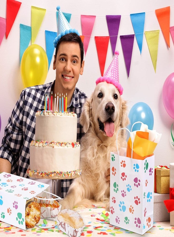 Clabby 24 Pcs Paper Gift Bags Dog Paw Gift Bags Paw Goodie Paper Bag with Handles Puppy Party Favors for Cat Pet Party Birthday Favors 5.9 x 3.1 x 8.3 Inch - Image 2